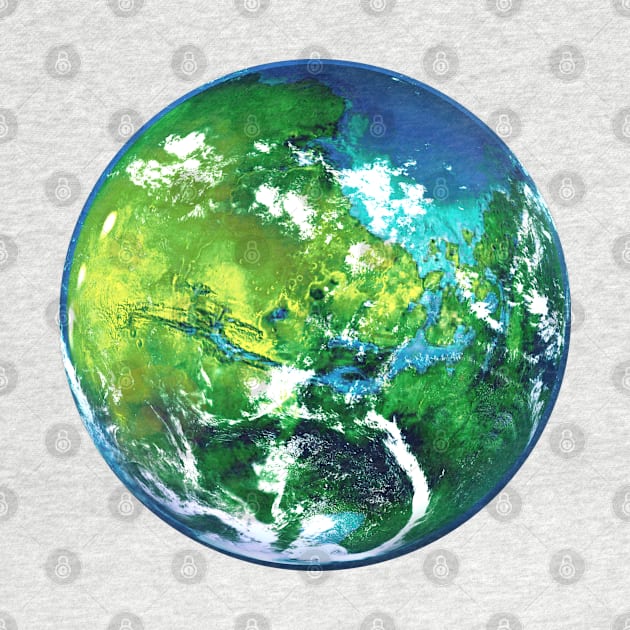 Green Terraformed Mars Rendering by SPACE ART & NATURE SHIRTS 